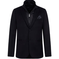 Siyah 4 Drop Relaxed Fit Rahat Kesim Dik Yaka Ceket