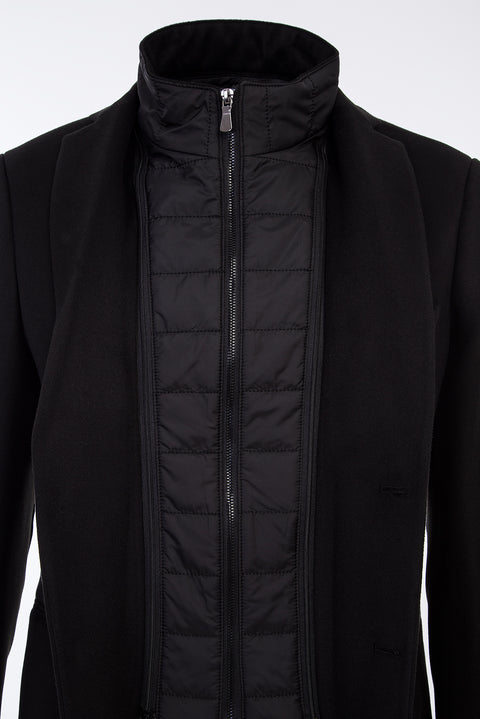 Siyah 4 Drop Relaxed Fit Rahat Kesim Dik Yaka Ceket