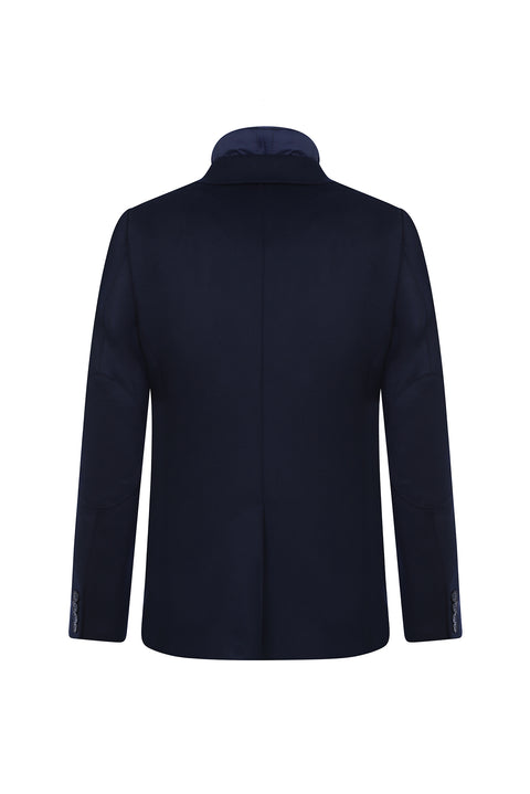 Dark Navy 7 Drop Slim Fit Narrow Cut Stand Collar Jacket