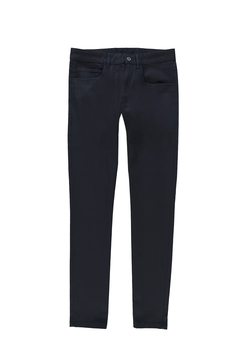Koyu Lacivert Regular Fit Standart Kesim Likralı Kanvas / Chino Pantolon