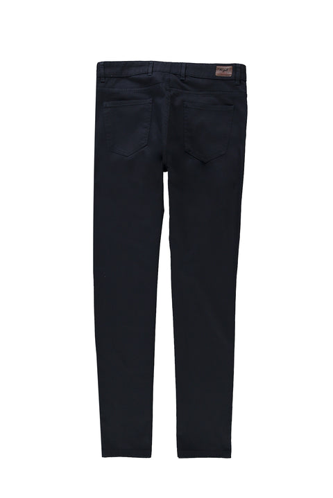 Koyu Lacivert Regular Fit Standart Kesim Likralı Kanvas / Chino Pantolon