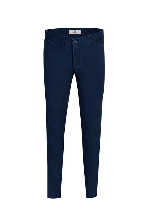 Orta Lacivert 6 Drop Regular Fit Standart Kesim Likralı Kanvas / Chino Pantolon