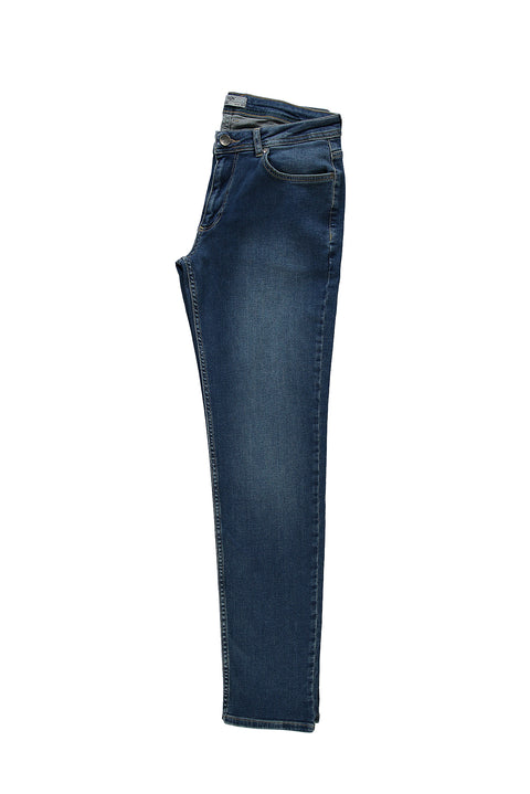 Gök Mavisi 7 Drop Slim Fit Dar Kesim Likralı Denim Pantolon