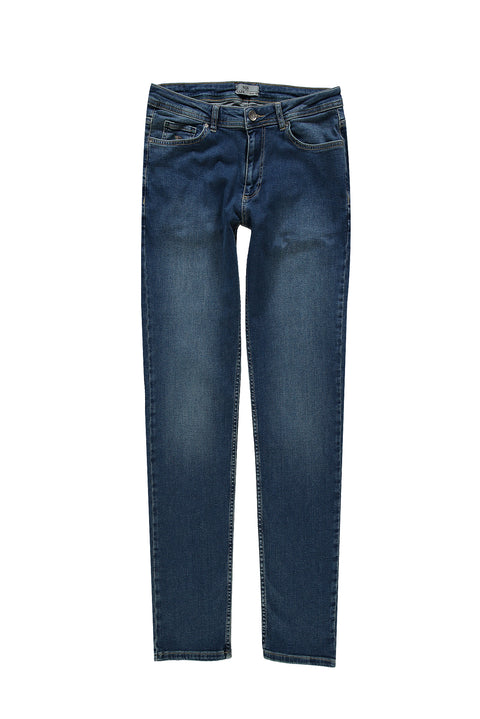 Gök Mavisi 7 Drop Slim Fit Dar Kesim Likralı Denim Pantolon