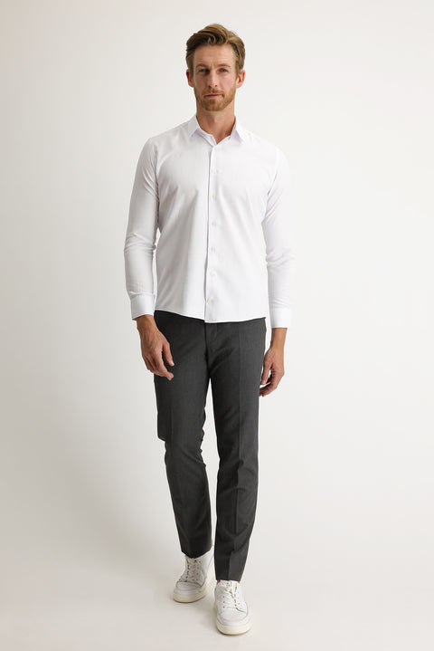 Orta Gri 7 Drop Slim Fit Dar Kesim Likralı Klasik Kumaş Pantolon