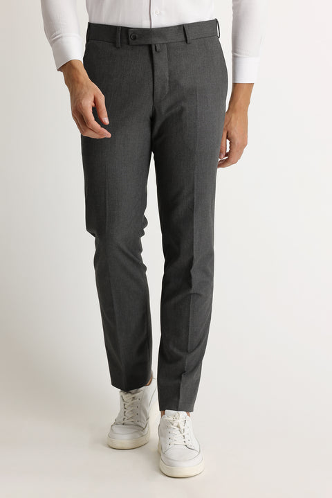 Orta Gri 7 Drop Slim Fit Dar Kesim Likralı Klasik Kumaş Pantolon