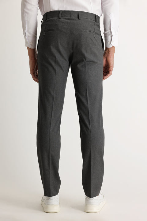 Orta Gri 7 Drop Slim Fit Dar Kesim Likralı Klasik Kumaş Pantolon