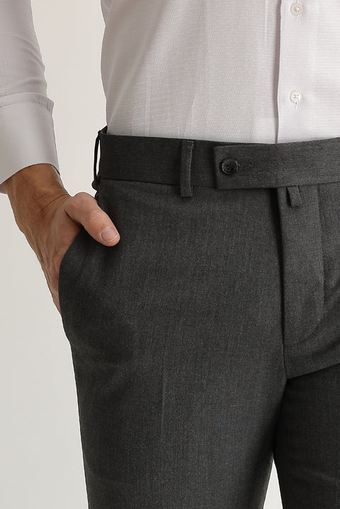 Orta Gri 7 Drop Slim Fit Dar Kesim Likralı Klasik Kumaş Pantolon