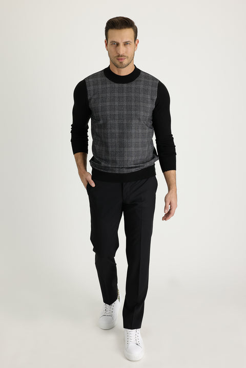 Black 7 Drop Slim Fit Narrow Cut Lycra Classic Fabric Trousers
