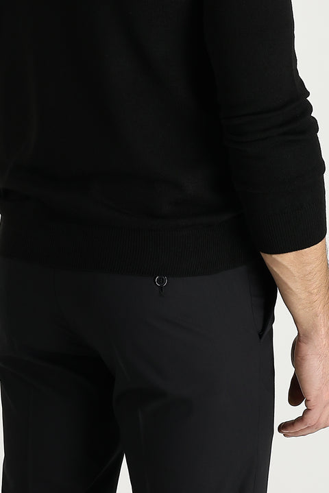 Black 7 Drop Slim Fit Narrow Cut Lycra Classic Fabric Trousers