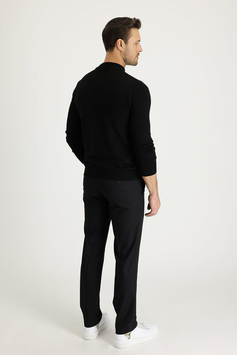 Black 7 Drop Slim Fit Narrow Cut Lycra Classic Fabric Trousers
