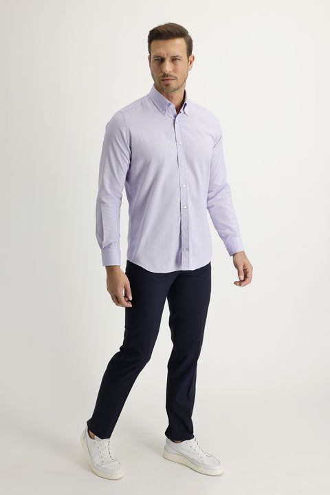 Orta Lacivert 6 Drop Regular Fit Standart Kesim Likralı Klasik Kumaş Pantolon