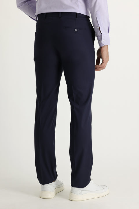 Orta Lacivert 4 Drop Relaxed Fit Rahat Kesim Likralı Klasik Kumaş Pantolon