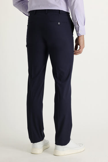 Orta Lacivert Slim Fit Dar Kesim Likralı Klasik Kumaş Pantolon