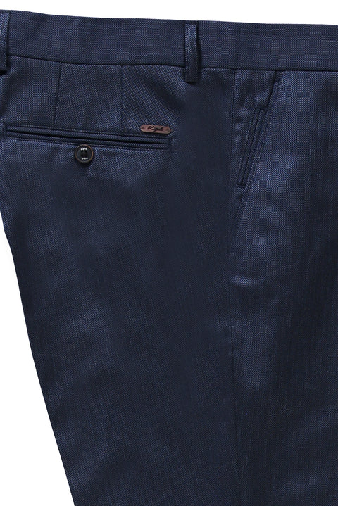 Koyu Lacivert 7 Drop Slim Fit Dar Kesim Kuşgözü Klasik Kumaş Pantolon