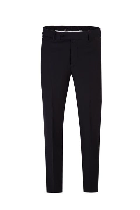 Siyah 7 Drop Slim Fit Dar Kesim Yünlü Klasik Kumaş Pantolon