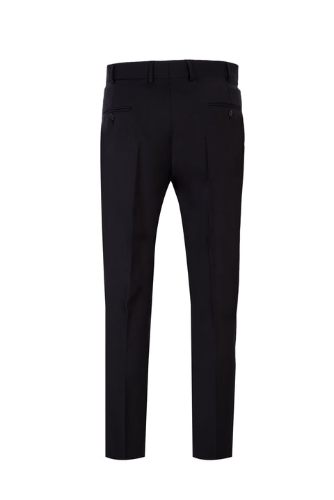 Siyah 7 Drop Slim Fit Dar Kesim Yünlü Klasik Kumaş Pantolon