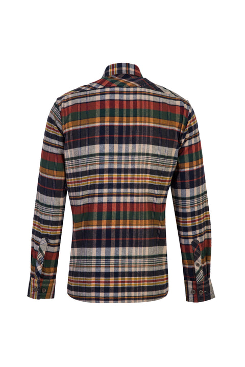 Orta Lacivert Uzun Kol Regular Fit Ekose Oduncu Gömlek