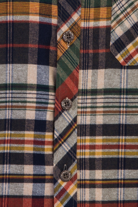 Orta Lacivert Uzun Kol Regular Fit Ekose Oduncu Gömlek