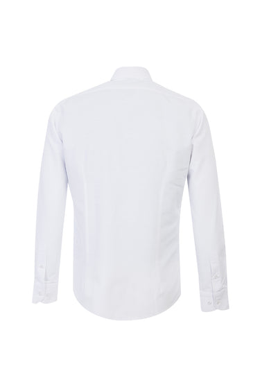  Beyaz Uzun Kol Slim Fit Dar Kesim Desenli Gömlek