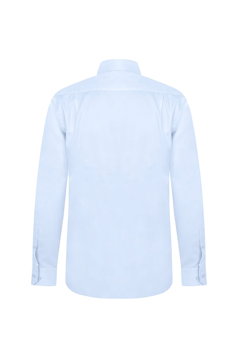 Uçuk Mavi Uzun Kol Cepli Klasik Leke Tutmaz Pamuk Gömlek