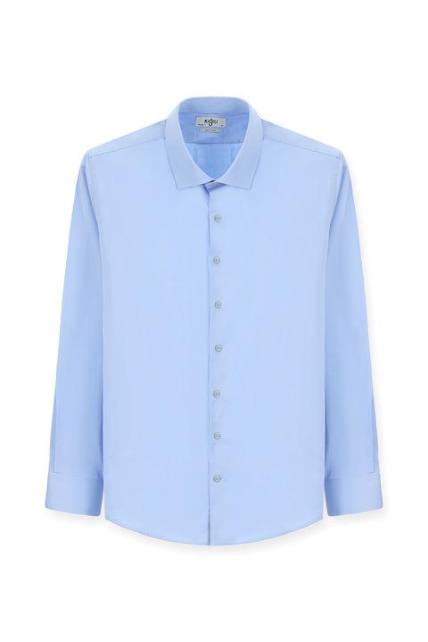 Açık Mavi Uzun Kol Klasik Su İtici Leke Tutmaz 4 Mevsim Pamuk Gömlek