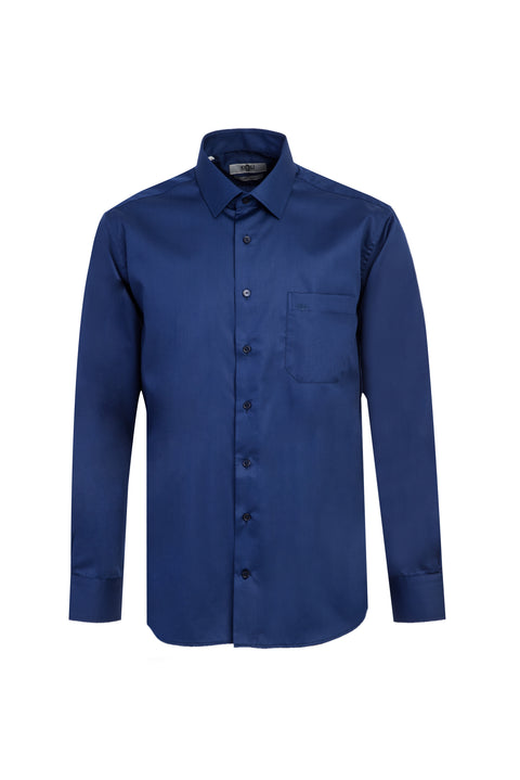 Orta Lacivert Uzun Kol Non Iron Gömlek