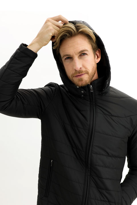 Siyah Kapüşonlu Spor Mont