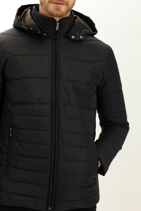 Siyah Kapüşonlu Spor Mont