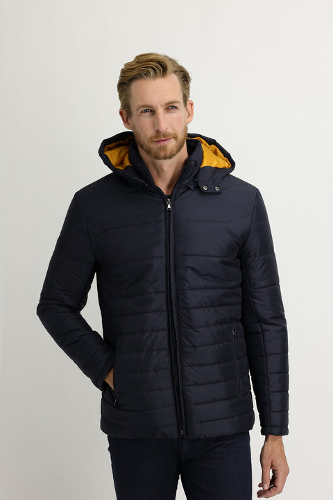 Orta Lacivert Kapüşonlu Spor Mont