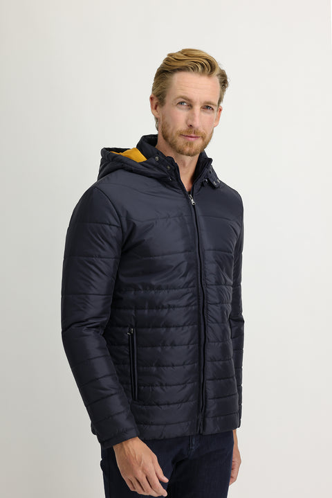 Orta Lacivert Kapüşonlu Spor Mont