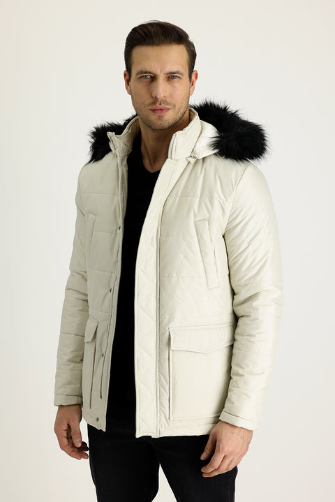 Orta Bej Kapüşonlu Spor Kaban