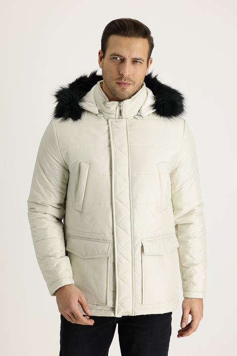 Orta Bej Kapüşonlu Spor Kaban