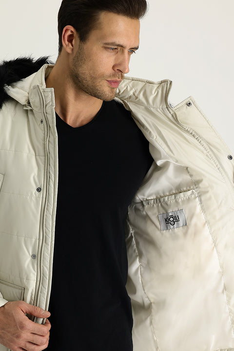 Orta Bej Kapüşonlu Spor Kaban