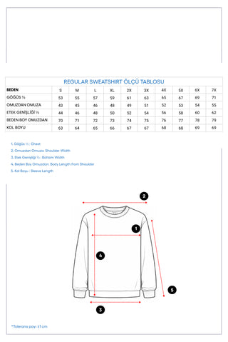  Beyaz Bisiklet Yaka Baskılı Pamuklu Sweatshirt