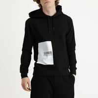 Siyah Kapüşonlu Baskılı Pamuklu Sweatshirt