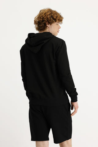  Siyah Kapüşonlu Baskılı Pamuklu Sweatshirt