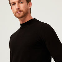 Siyah Yarım Balıkçı Yaka Regular Fit Triko Kazak