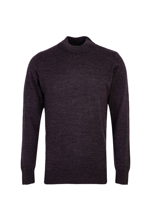 Koyu Füme Melanj Yarım Balıkçı Yaka Regular Fit Triko Kazak