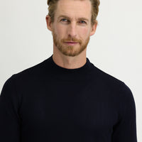 Orta Lacivert Yarım Balıkçı Yaka Regular Fit Triko Kazak