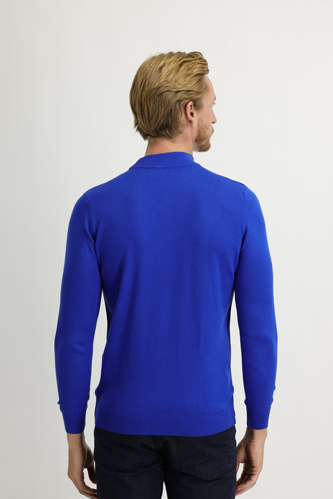 Kobalt Mavi Yarım Balıkçı Yaka Regular Fit Triko Kazak