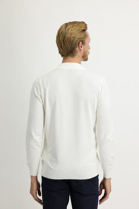 Ekru Yarım Balıkçı Yaka Regular Fit Triko Kazak