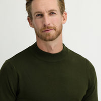 Orta Haki Yarım Balıkçı Yaka Regular Fit Triko Kazak