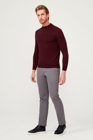  Koyu Bordo Yarım Balıkçı Yaka Regular Fit Triko Kazak