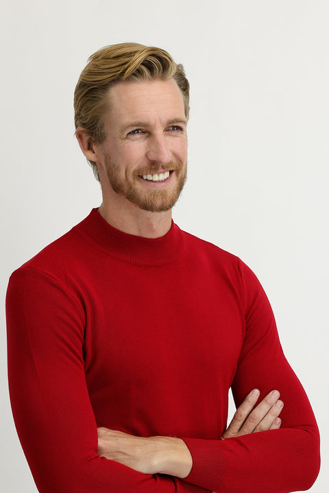 Kırmızı Yarım Balıkçı Yaka Regular Fit Triko Kazak