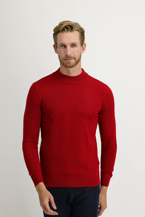 Kırmızı Yarım Balıkçı Yaka Regular Fit Triko Kazak