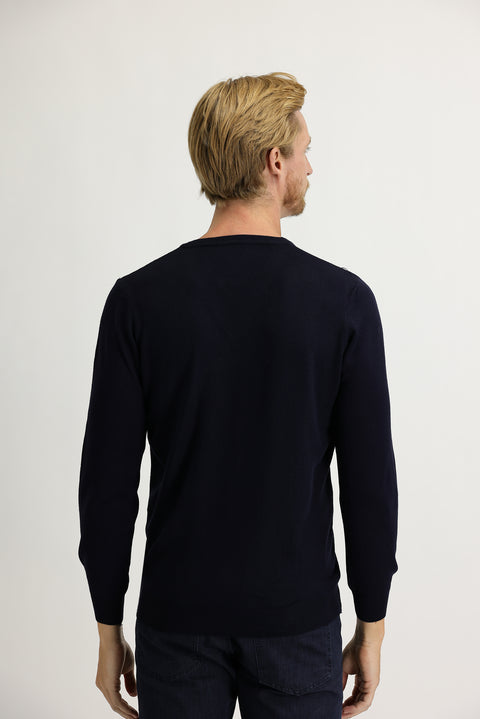 Orta Lacivert V Yaka Regular Fit Triko Kazak