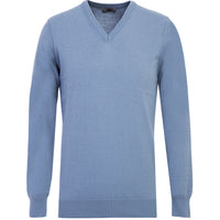 Gök Mavisi V Yaka Regular Fit Triko Kazak