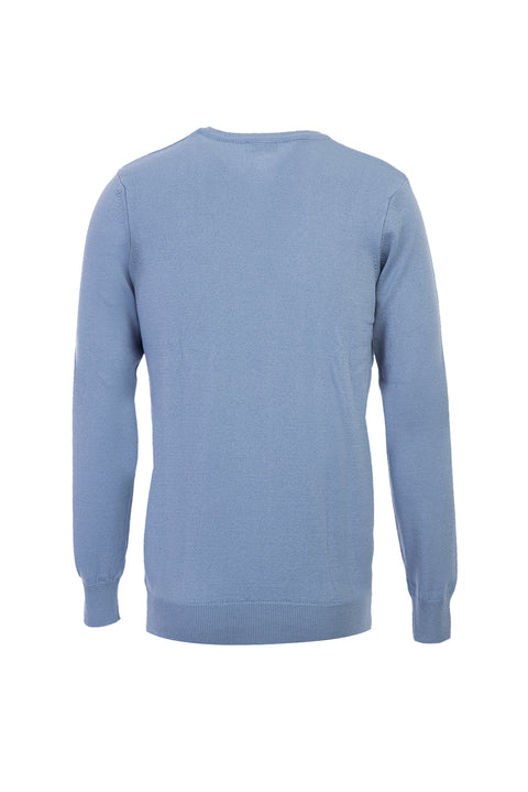 Gök Mavisi V Yaka Regular Fit Triko Kazak