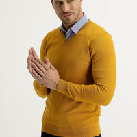 Safran V Yaka Regular Fit Triko Kazak